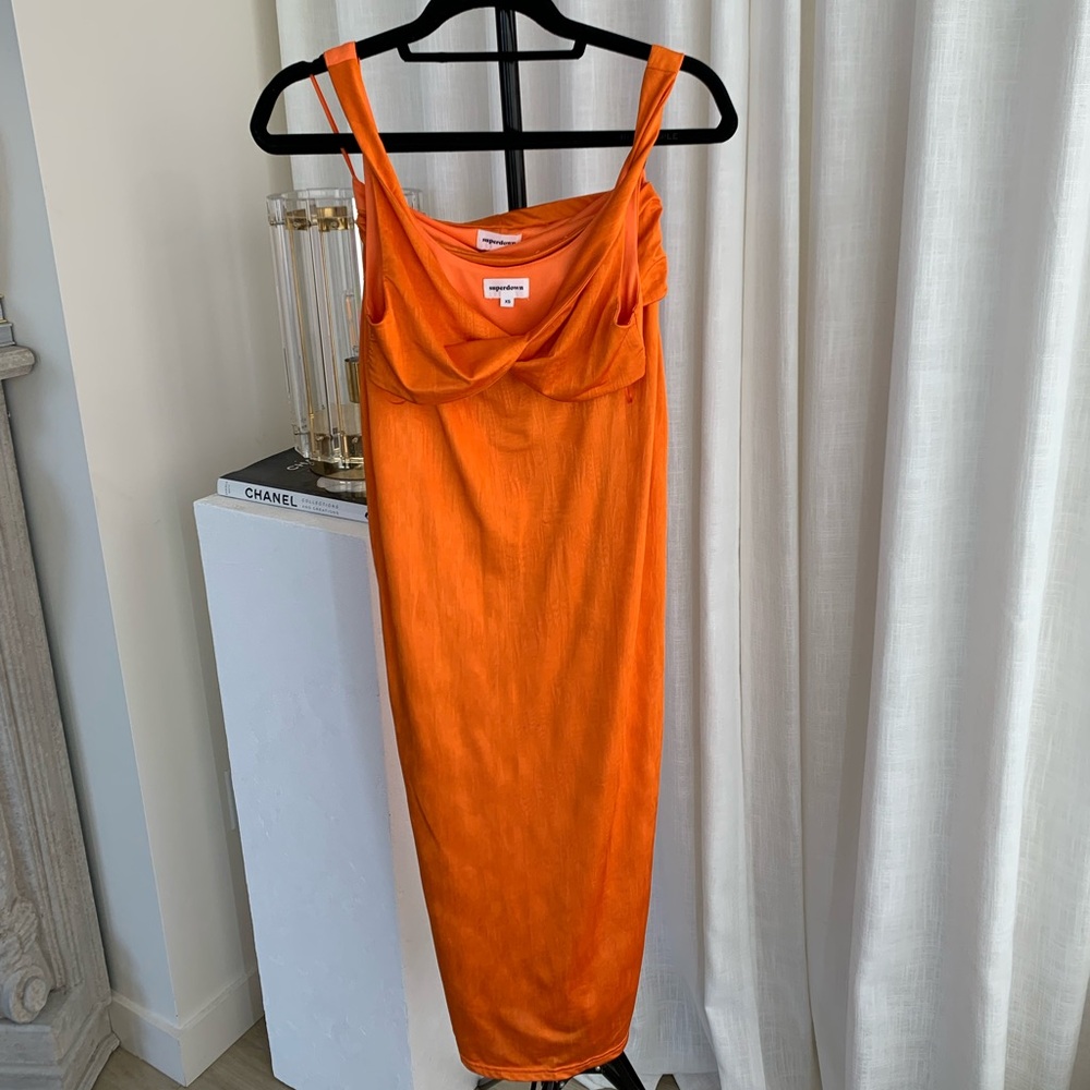 Orange Satin Two Piece Set